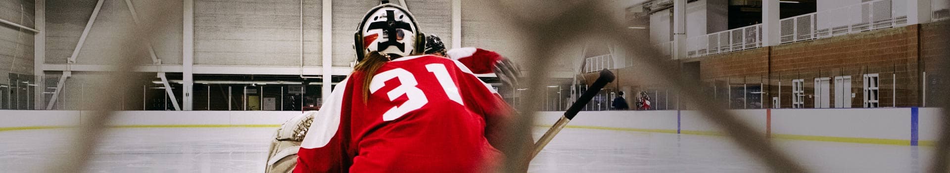 Hockey player back of jersey number 31.