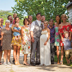 Many members of the Freitag family have been cared for by Dr. Cheri Olson over the years. Back row (left to right): Jory Stall, Lisa Josvai, Jason Miller (holding Max Miller), Chris Freitag and Brandon Freitag. Front row (left to right): Susan Shawley (with granddaughter Athena Stall), Karen Shawley, Kasey Miller (holding Reese Miller), Wendy Freitag, Blake Shepherd, Kinsley Shepherd,  Donna Kowal, Sydney Freitag, Miranda Bott (with Henry Bott) and Ryan Bott (holding Theo Bott).
