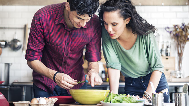 Couple preparing a recipe