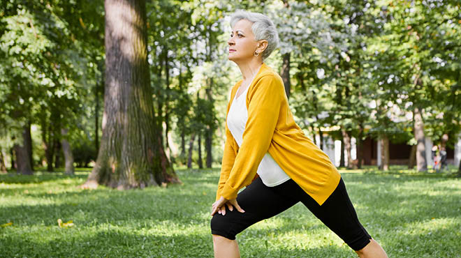 Stretching yoga pose outdoors