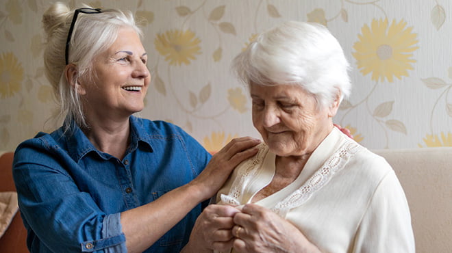 Caregiver with loved one