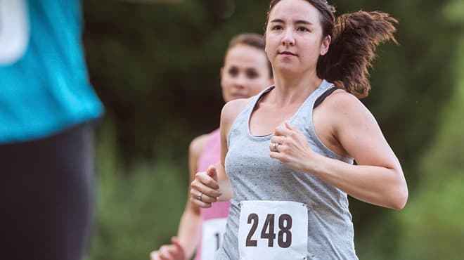 Runner wearing number tag