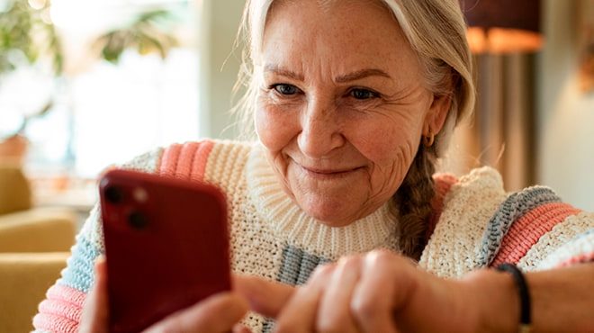 Senior using cellphone