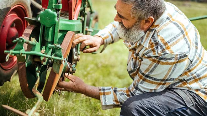 Working on tractor