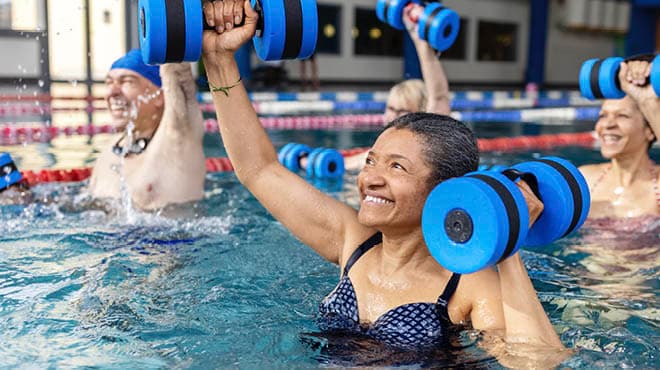 People doing pool fitness