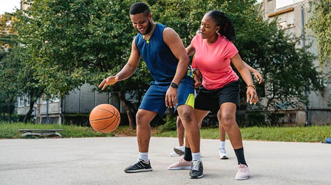 People playing basketball