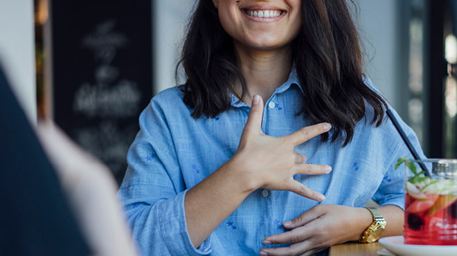 Person using sign language